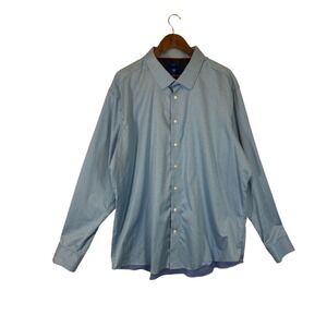 Modern Professional Egara Men 3XLT Light Blue Micro Dot Slim Fit Non-Iron Shirt